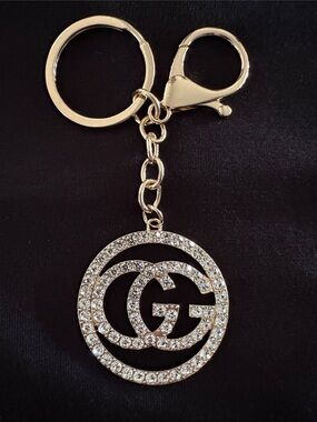 Gold-Tone Crystal Keychain/ Bag Charm